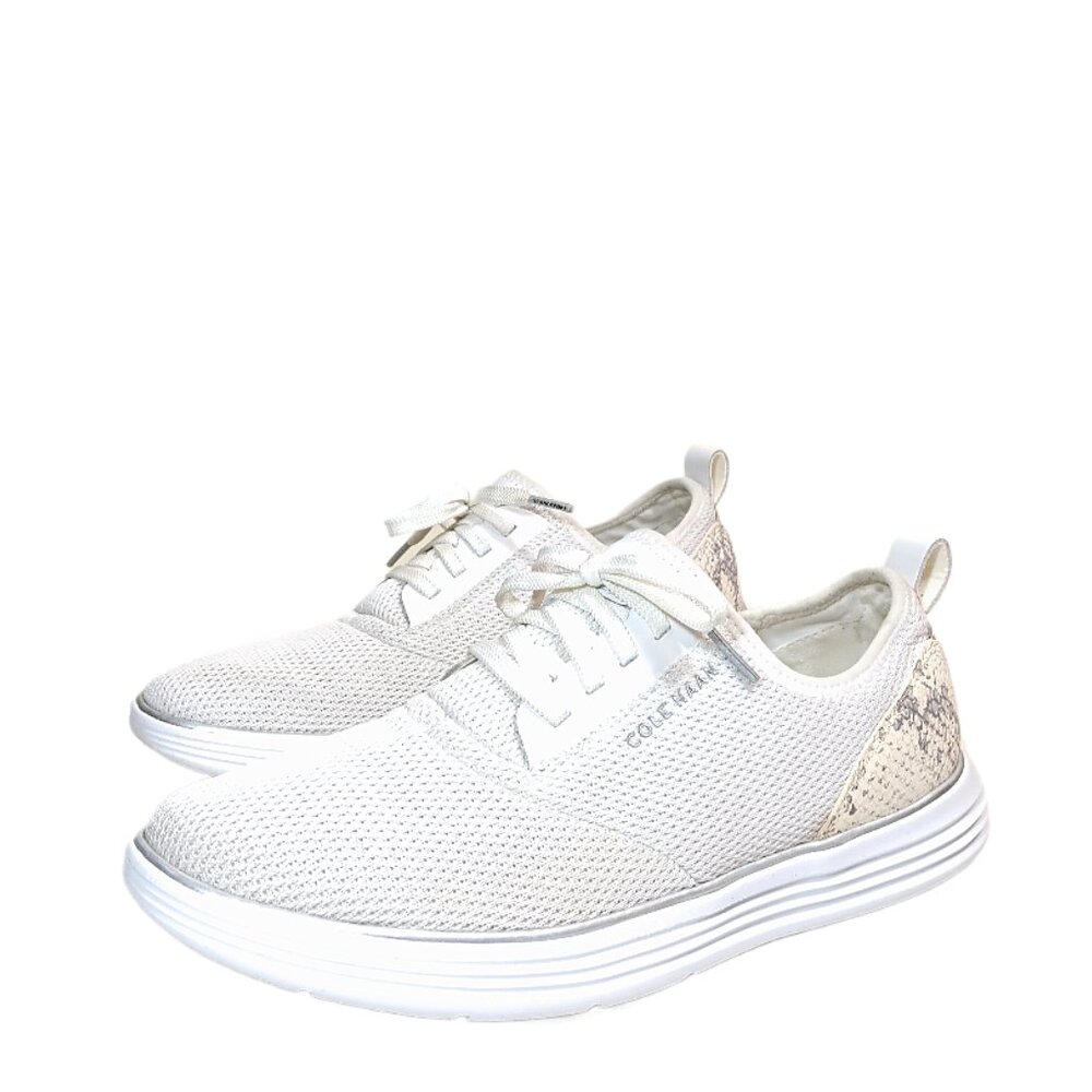 Cole Haan Grandsport Journey Sneakers Womens 8.5 White Knit Python Print